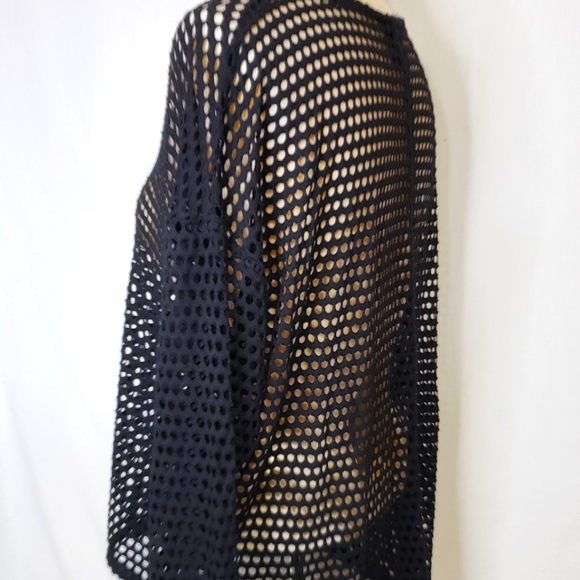 Bobeau Black Mesh Lace Beach Pool Cover Up Women's Size L - Picture 2 of 4